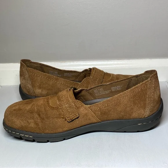 Croft & Barrow Leather Slip On Shoes Womens Size 9 Buckle Loafers Brown Suede - Picture 15 of 16